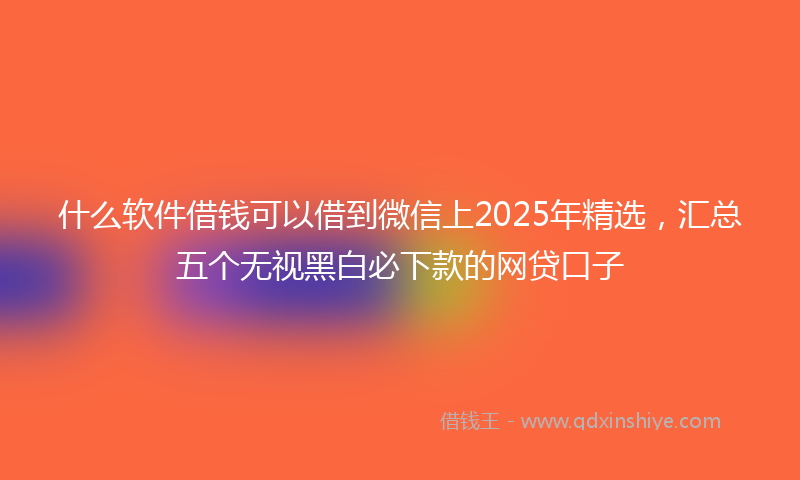 什么软件借钱可以借到微信上2025年精选，汇总五个无视黑白必下款的网贷口子