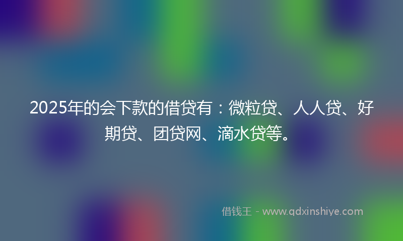 2025年的会下款的借贷有:微粒贷、人人贷、好期贷、团贷网、滴水贷等。