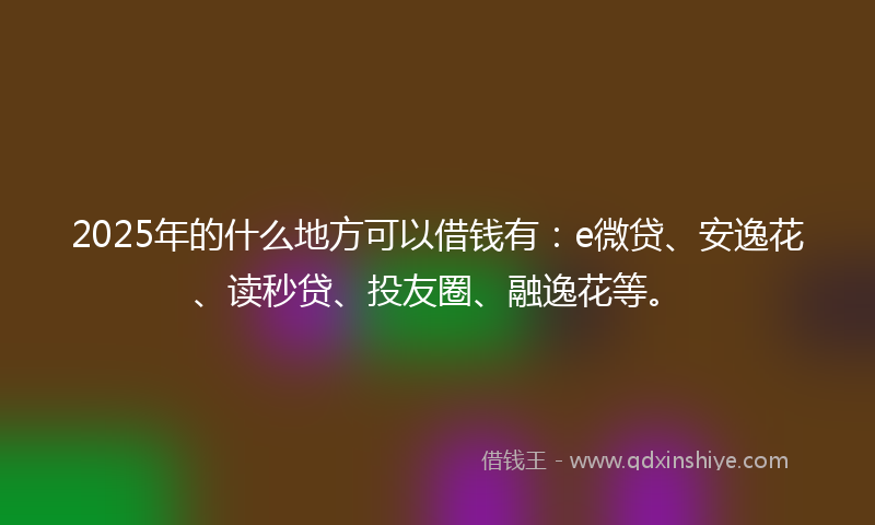 2025年的什么地方可以借钱有：e微贷、安逸花、读秒贷、投友圈、融逸花等。