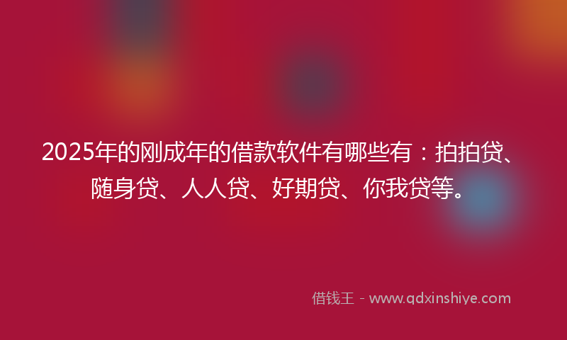 2025年的刚成年的借款软件有哪些有：拍拍贷、随身贷、人人贷、好期贷、你我贷等。