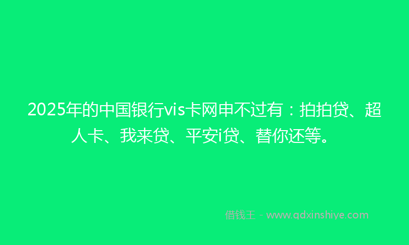 2025年的中国银行vis卡网申不过有：拍拍贷、超人卡、我来贷、平安i贷、替你还等。