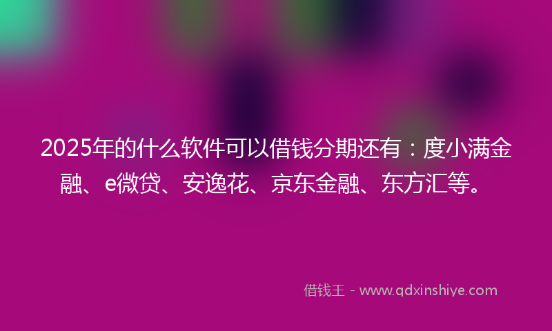 2025年的什么软件可以借钱分期还有：度小满金融、e微贷、安逸花、京东金融、东方汇等。