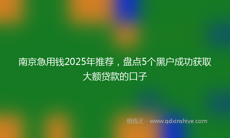 南京急用钱2025年推荐，盘点5个黑户成功获取大额贷款的口子
