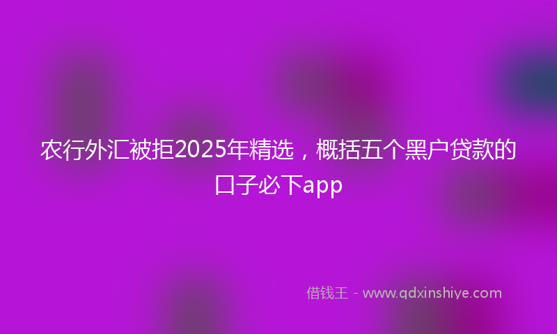 农行外汇被拒2025年精选，概括五个黑户贷款的口子必下app