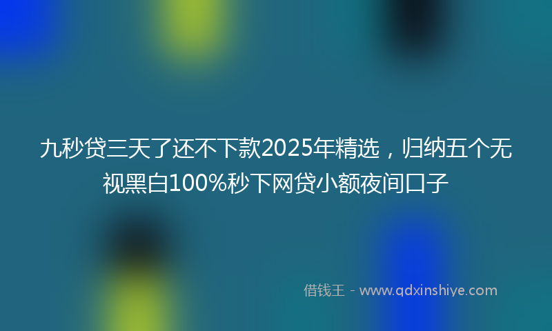 九秒贷三天了还不下款2025年精选，归纳五个无视黑白100%秒下网贷小额夜间口子