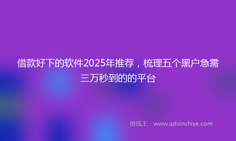 借款好下的软件2025年推荐，梳理五个黑户急需三万秒到的的平台