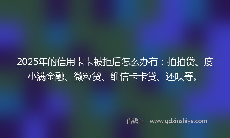 2025年的信用卡卡被拒后怎么办有：拍拍贷、度小满金融、微粒贷、维信卡卡贷、还呗等。