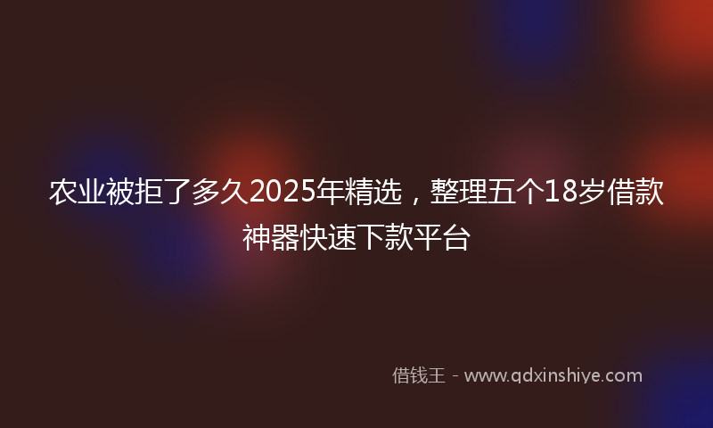 农业被拒了多久2025年精选，整理五个18岁借款神器快速下款平台