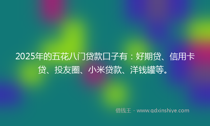 2025年的五花八门贷款口子有：好期贷、信用卡贷、投友圈、小米贷款、洋钱罐等。