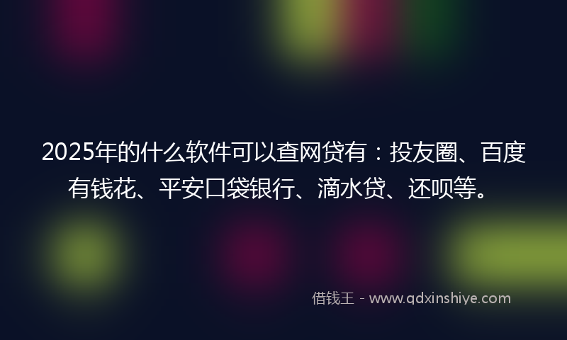 2025年的什么软件可以查网贷有：投友圈、百度有钱花、平安口袋银行、滴水贷、还呗等。