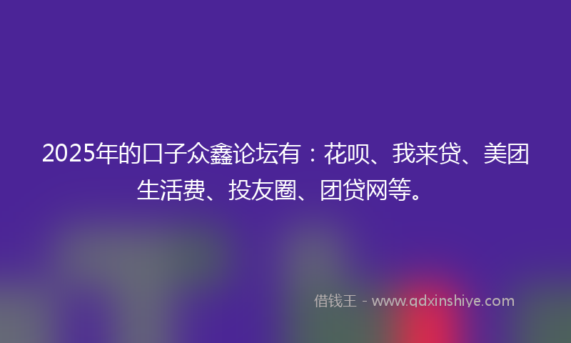 2025年的口子众鑫论坛有：花呗、我来贷、美团生活费、投友圈、团贷网等。