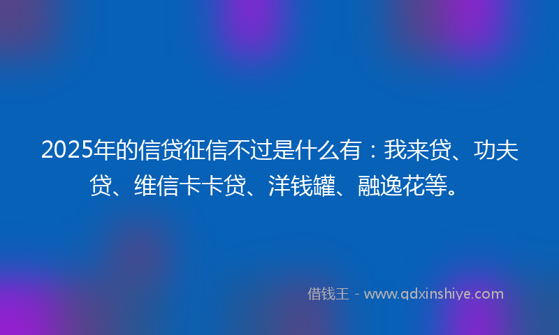 2025年的信贷征信不过是什么有：我来贷、功夫贷、维信卡卡贷、洋钱罐、融逸花等。