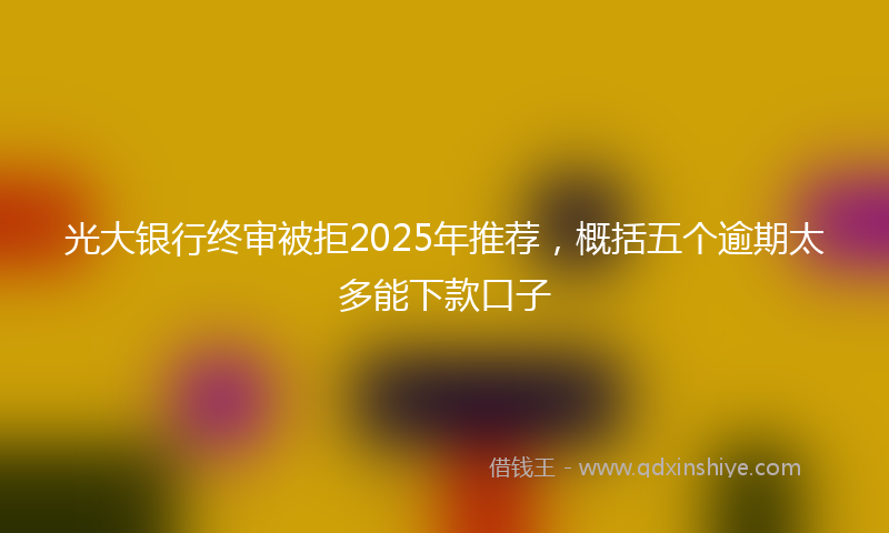 光大银行终审被拒2025年推荐，概括五个逾期太多能下款口子