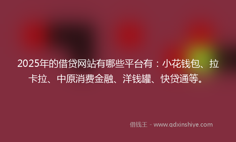 2025年的借贷网站有哪些平台有：小花钱包、拉卡拉、中原消费金融、洋钱罐、快贷通等。