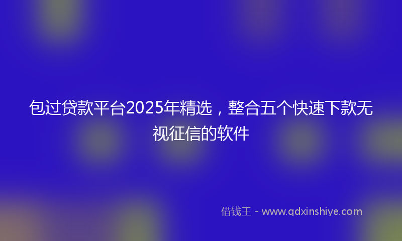 包过贷款平台2025年精选，整合五个快速下款无视征信的软件