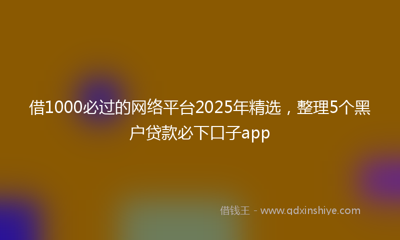 借1000必过的网络平台2025年精选，整理5个黑户贷款必下口子app