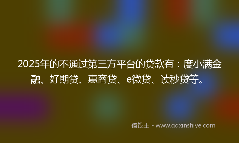 2025年的不通过第三方平台的贷款有：度小满金融、好期贷、惠商贷、e微贷、读秒贷等。