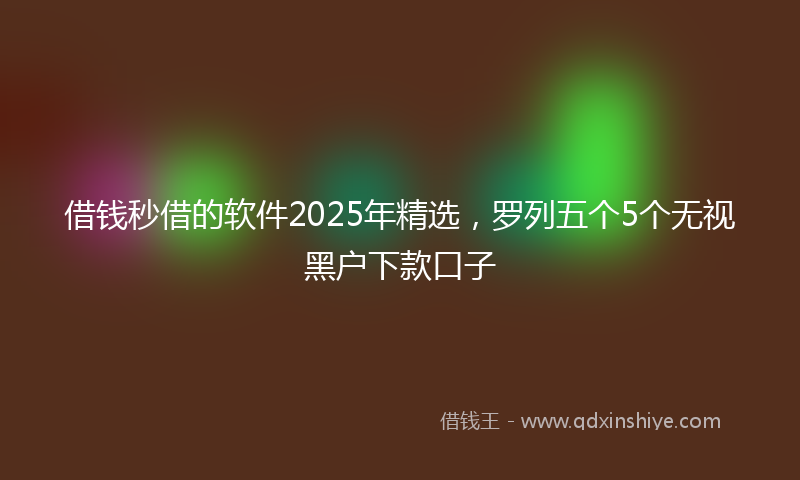 借钱秒借的软件2025年精选，罗列五个5个无视黑户下款口子