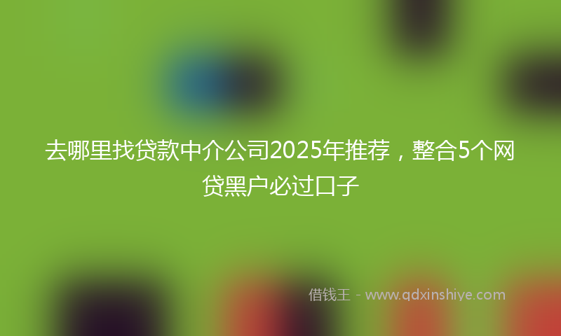 去哪里找贷款中介公司2025年推荐，整合5个网贷黑户必过口子