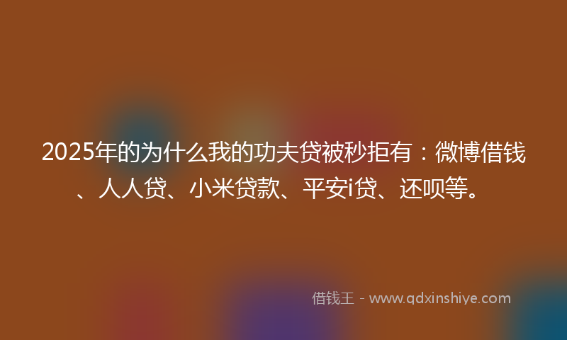 2025年的为什么我的功夫贷被秒拒有:微博借钱、人人贷、小米贷款、平安i贷、还呗等。