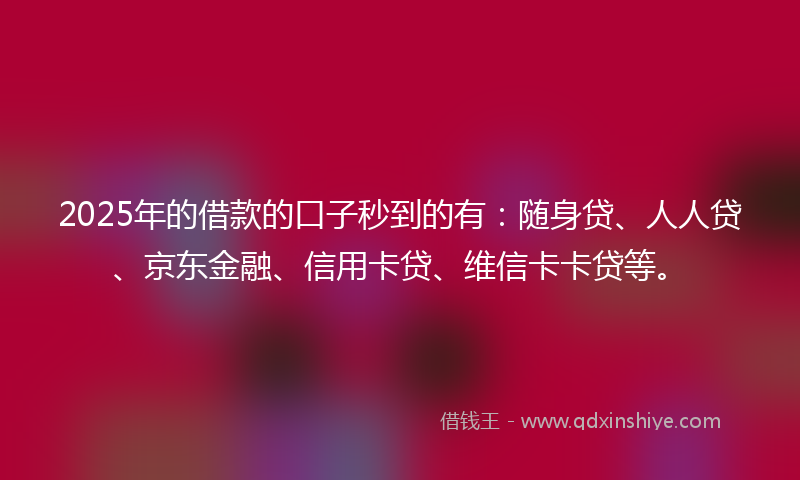 2025年的借款的口子秒到的有：随身贷、人人贷、京东金融、信用卡贷、维信卡卡贷等。