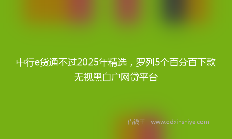 中行e货通不过2025年精选，罗列5个百分百下款无视黑白户网贷平台