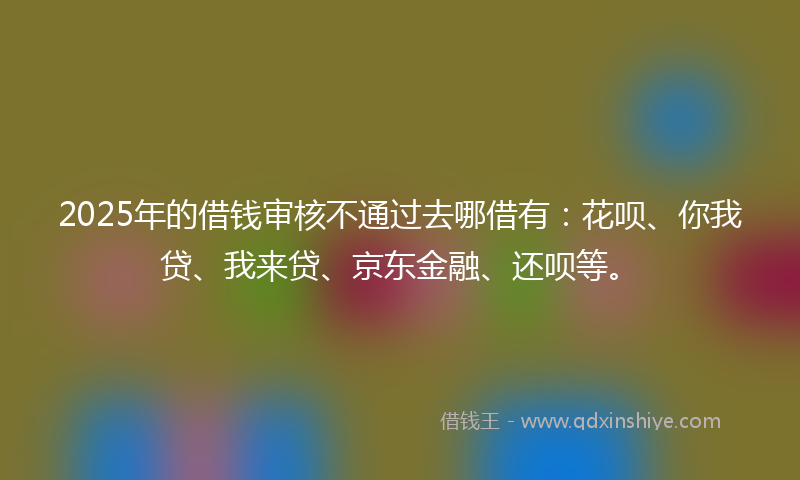 2025年的借钱审核不通过去哪借有：花呗、你我贷、我来贷、京东金融、还呗等。