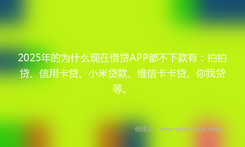2025年的为什么现在借贷APP都不下款有：拍拍贷、信用卡贷、小米贷款、维信卡卡贷、你我贷等。