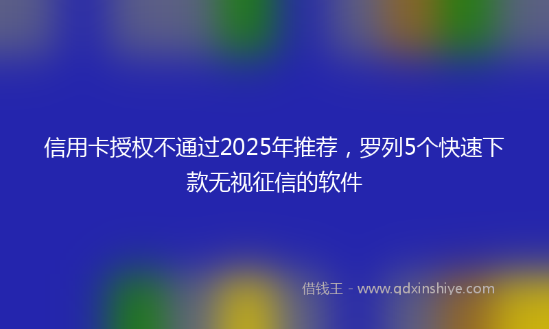 信用卡授权不通过2025年推荐，罗列5个快速下款无视征信的软件