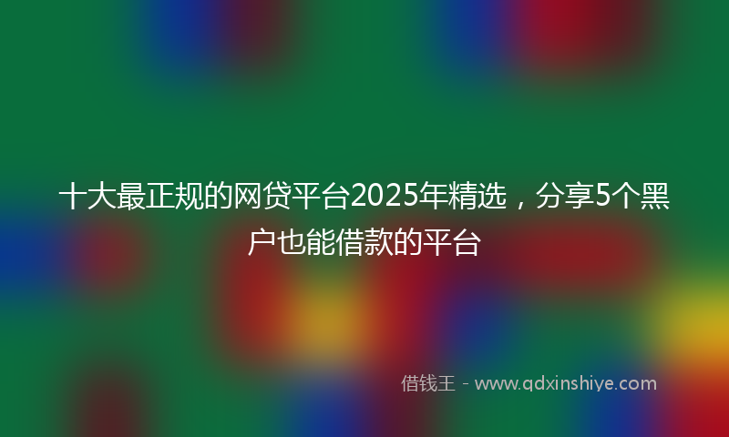十大最正规的网贷平台2025年精选，分享5个黑户也能借款的平台