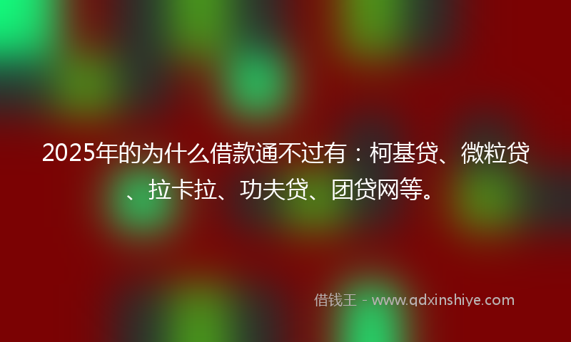 2025年的为什么借款通不过有：柯基贷、微粒贷、拉卡拉、功夫贷、团贷网等。