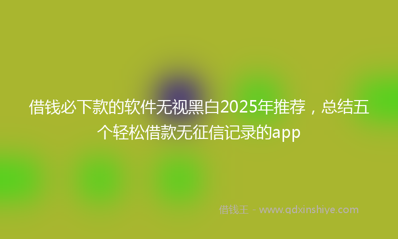 借钱必下款的软件无视黑白2025年推荐，总结五个轻松借款无征信记录的app
