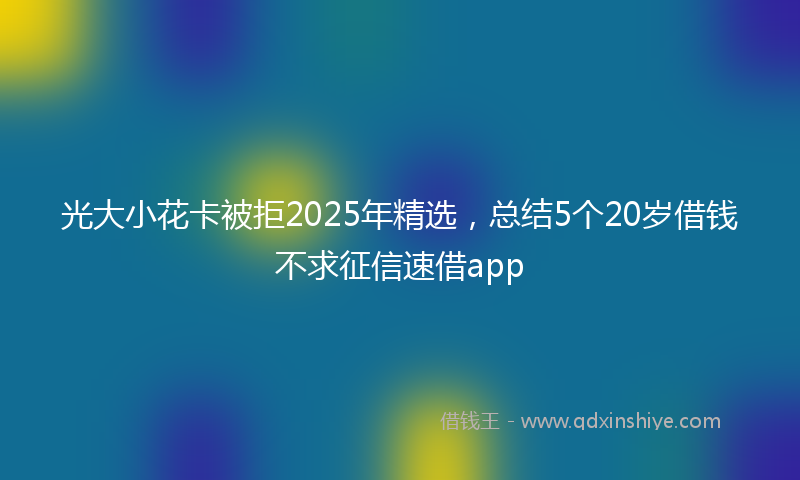 光大小花卡被拒2025年精选，总结5个20岁借钱不求征信速借app
