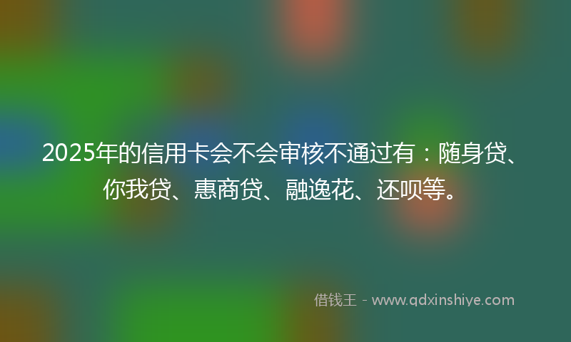 2025年的信用卡会不会审核不通过有：随身贷、你我贷、惠商贷、融逸花、还呗等。