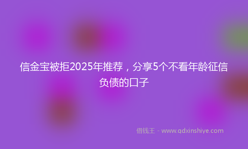 信金宝被拒2025年推荐，分享5个不看年龄征信负债的口子