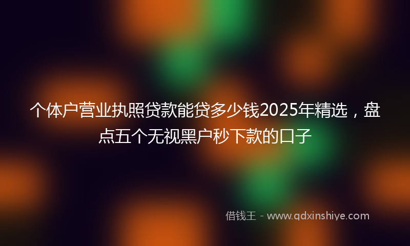 个体户营业执照贷款能贷多少钱2025年精选，盘点五个无视黑户秒下款的口子