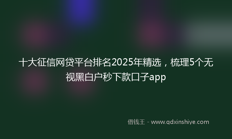 十大征信网贷平台排名2025年精选，梳理5个无视黑白户秒下款口子app