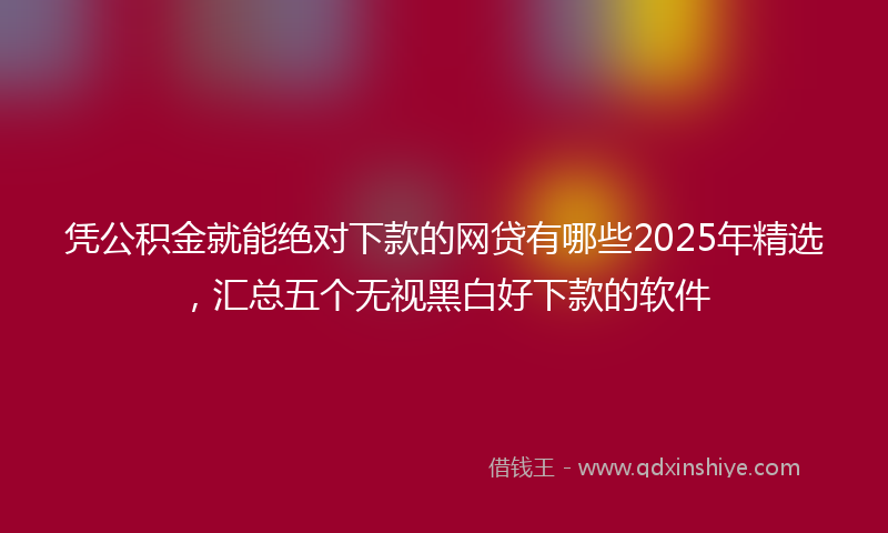 凭公积金就能绝对下款的网贷有哪些2025年精选，汇总五个无视黑白好下款的软件