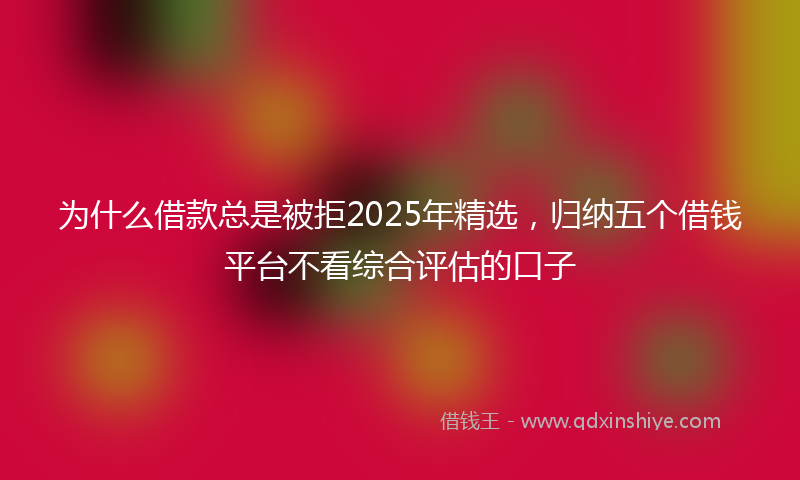 为什么借款总是被拒2025年精选，归纳五个借钱平台不看综合评估的口子