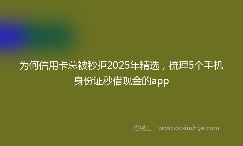为何信用卡总被秒拒2025年精选，梳理5个手机身份证秒借现金的app