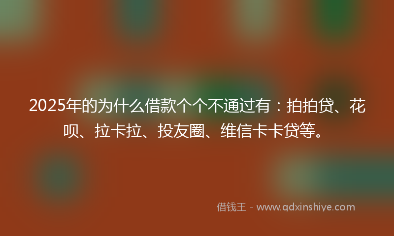 2025年的为什么借款个个不通过有：拍拍贷、花呗、拉卡拉、投友圈、维信卡卡贷等。
