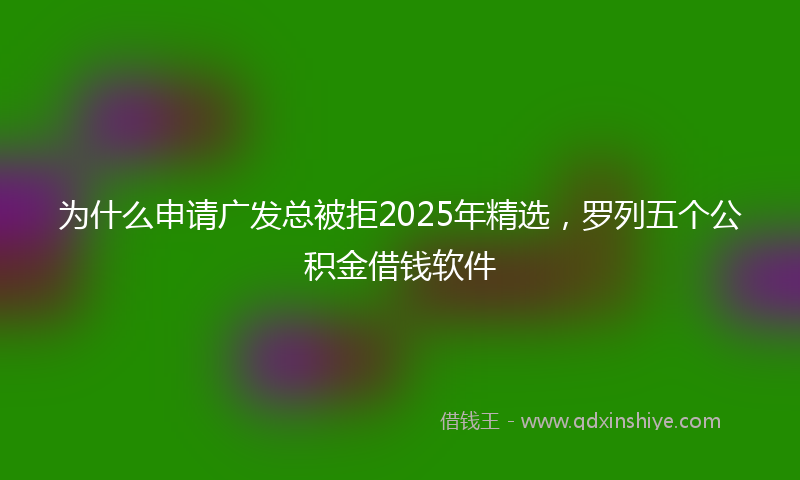 为什么申请广发总被拒2025年精选，罗列五个公积金借钱软件