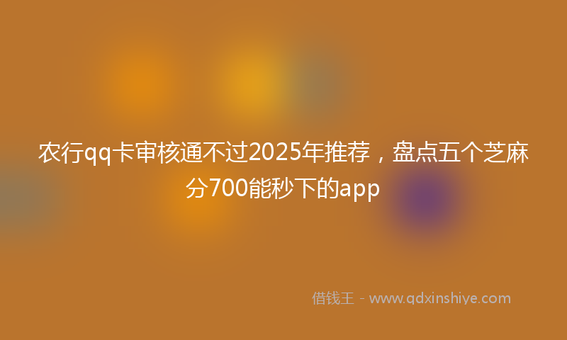 农行qq卡审核通不过2025年推荐，盘点五个芝麻分700能秒下的app