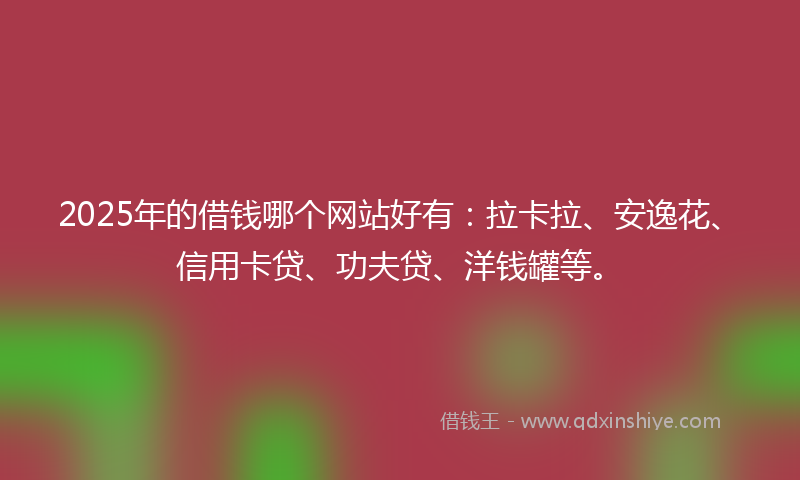 2025年的借钱哪个网站好有：拉卡拉、安逸花、信用卡贷、功夫贷、洋钱罐等。