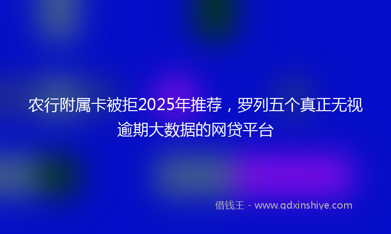 农行附属卡被拒2025年推荐，罗列五个真正无视逾期大数据的网贷平台