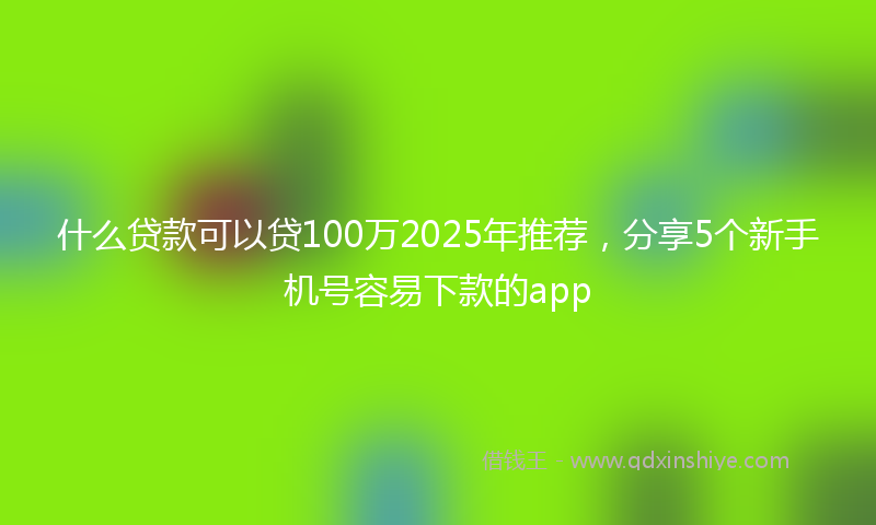 什么贷款可以贷100万2025年推荐，分享5个新手机号容易下款的app