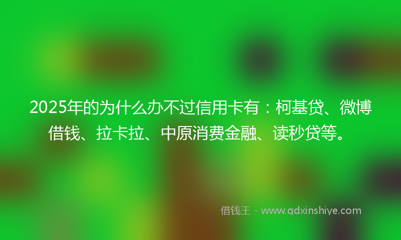 2025年的为什么办不过信用卡有：柯基贷、微博借钱、拉卡拉、中原消费金融、读秒贷等。