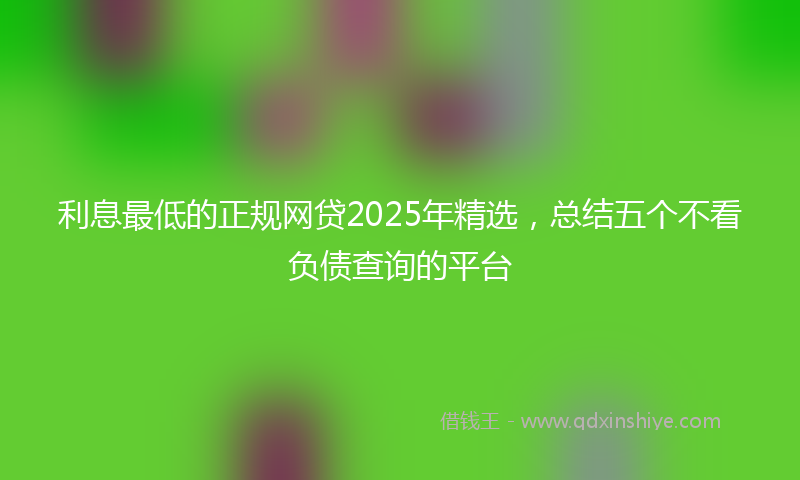 利息最低的正规网贷2025年精选，总结五个不看负债查询的平台