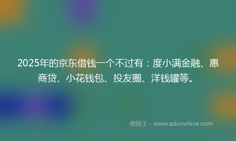 2025年的京东借钱一个不过有：度小满金融、惠商贷、小花钱包、投友圈、洋钱罐等。
