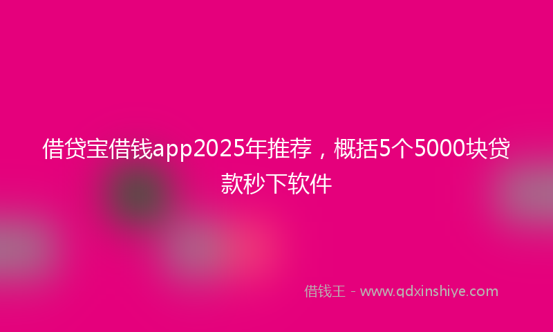 借贷宝借钱app2025年推荐，概括5个5000块贷款秒下软件